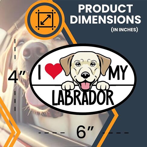 ملصق السيارة المغناطيسي Magnet Me Up I Love My Labrador، بيضاوي 4 × 6 بوصات، هدية مثالية لمحبي الكلاب لعشاق سلالات الكلاب اللابرادور، للسيارة والثلاجة والخزائن وأي سطح مغناطيسي، صُنع في الولايات المتحدة الأمريكية in Kuwait