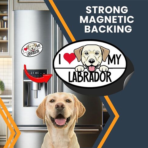 ملصق السيارة المغناطيسي Magnet Me Up I Love My Labrador، بيضاوي 4 × 6 بوصات، هدية مثالية لمحبي الكلاب لعشاق سلالات الكلاب اللابرادور، للسيارة والثلاجة والخزائن وأي سطح مغناطيسي، صُنع في الولايات المتحدة الأمريكية in Kuwait