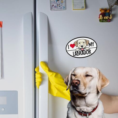 ملصق السيارة المغناطيسي Magnet Me Up I Love My Labrador، بيضاوي 4 × 6 بوصات، هدية مثالية لمحبي الكلاب لعشاق سلالات الكلاب اللابرادور، للسيارة والثلاجة والخزائن وأي سطح مغناطيسي، صُنع في الولايات المتحدة الأمريكية in Kuwait