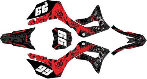 Graphics Kit for Honda CRF 125F (2019-2024) Revolt Series Red 09 Mil - Dirt bike Custom Racing Graphics Decals Stickers Kit, no-plastics in Saudi Arabia