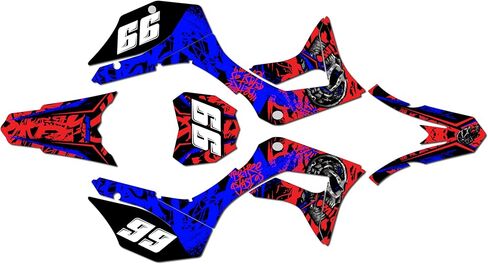 Graphics Kit for Honda CRF 125F (2019-2024) Revolt Series Red 09 Mil - Dirt bike Custom Racing Graphics Decals Stickers Kit, no-plastics in Saudi Arabia