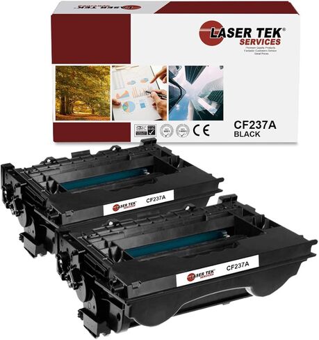 خرطوشة حبر بديلة متوافقة مع خدمات Laser Tek لطابعات HP 37A CF237A تعمل مع طابعات HP LaserJet Enterprise M607 M607n M607dn وMFP M631 M632 (أسود، عبوتان) - 11,000 صفحة in Kuwait