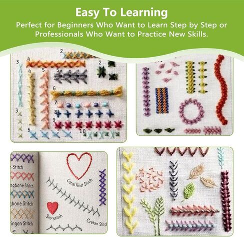 OJJ 2026 Upgraded Embroidery Stitch Book Kit, Cross Stitch Kits, 106 Patterns with Tools & Tutorials, 86 PCS Beginner Embroidery Kit,Portable Embroidery Kit,for Adults & DIY Craft Lovers. in Kuwait