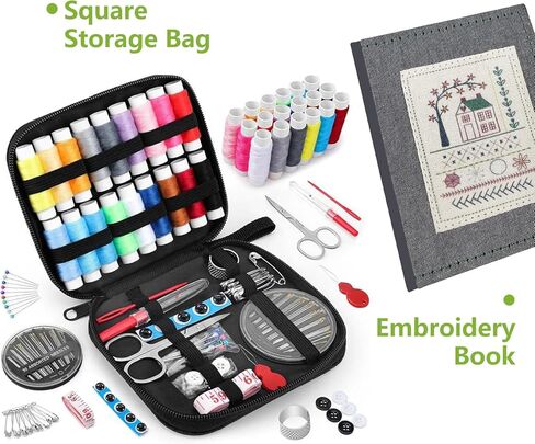OJJ 2026 Upgraded Embroidery Stitch Book Kit, Cross Stitch Kits, 106 Patterns with Tools & Tutorials, 86 PCS Beginner Embroidery Kit,Portable Embroidery Kit,for Adults & DIY Craft Lovers. in Kuwait