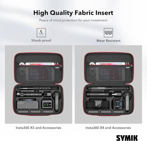 SYMIK S310-X Carrying Case for Insta360 X3 /ONE X2 Action Camera, With Padded Separator; Fits Invisible Selfie Stick, Bullet Time Handle/Tripod, Fast Charge Hub, Batteries, Tablet, Other Accessories in Kuwait