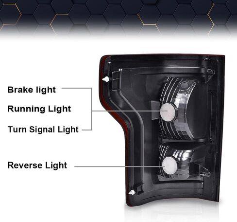 مجموعة مصابيح الذيل متوافقة مع Ford F150 2015 2016 2017 مصابيح فرامل المصابيح الخلفية عدسة دخانية FL3Z13405A-PFM، FO2800239، FL3Z13404A-PFM، FO2801239 جانب القيادة والركاب in Saudi Arabia