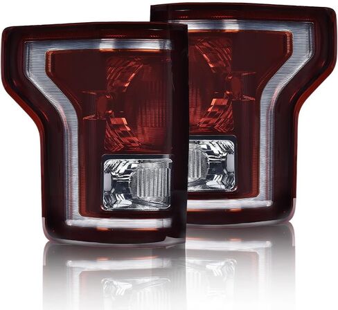 مجموعة مصابيح الذيل متوافقة مع Ford F150 2015 2016 2017 مصابيح فرامل المصابيح الخلفية عدسة دخانية FL3Z13405A-PFM، FO2800239، FL3Z13404A-PFM، FO2801239 جانب القيادة والركاب in Saudi Arabia