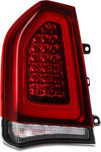 AKKON - Fit 2015-2023 Chrysler 300 15-23 OE Style [Full LED] مصابيح خلفية بإطار أسود مع سائق عدسة حمراء داكنة + مجموعة الركاب in Saudi Arabia