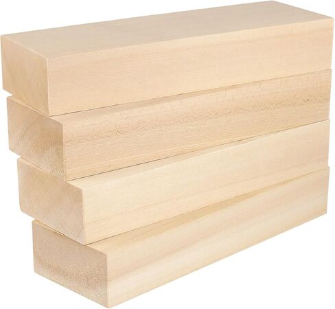 SHEUTSAN Basswood Carving Blocks, 11.8 x 4 x 2 Inches, Unfinished Wood for Whittling Arts, 4 Pack in Saudi Arabia