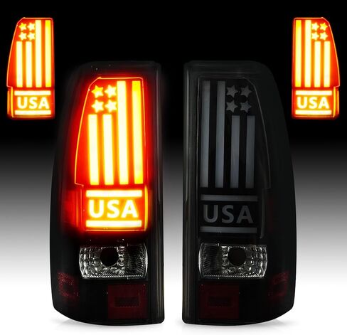 مجموعة مصابيح خلفية LED مناسبة لسيارة Chevy Silverado 1500 2500 99-02، 1500 2500 HD 01-02، لـ GMC Sierra 1500 2500 99-03، 1500 2500 HD 01-03 المصابيح الخلفية الخلفية من الكروم عدسات مدخنة in Saudi Arabia