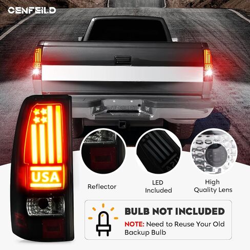 مجموعة مصابيح خلفية LED مناسبة لسيارة Chevy Silverado 1500 2500 99-02، 1500 2500 HD 01-02، لـ GMC Sierra 1500 2500 99-03، 1500 2500 HD 01-03 المصابيح الخلفية الخلفية من الكروم عدسات مدخنة in Saudi Arabia