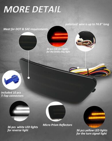Bestview 4-In-1 Rear Bumper Reflector Light Compatible with Je-ep Grand Cherokee Compass Patriot Dodge Journey 2011-2021, Function as Running Light Brake Light Reverse Light Turn Signal Light in Saudi Arabia