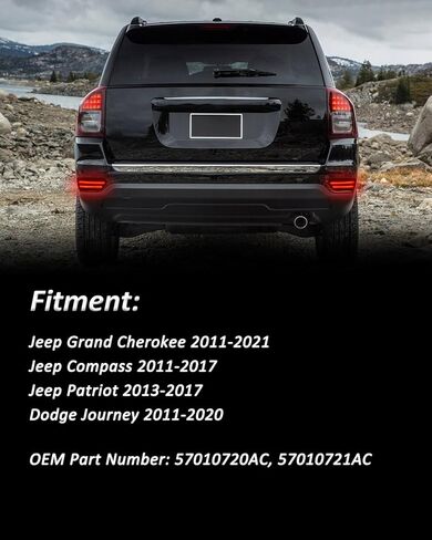 Bestview 4-In-1 Rear Bumper Reflector Light Compatible with Je-ep Grand Cherokee Compass Patriot Dodge Journey 2011-2021, Function as Running Light Brake Light Reverse Light Turn Signal Light in Saudi Arabia
