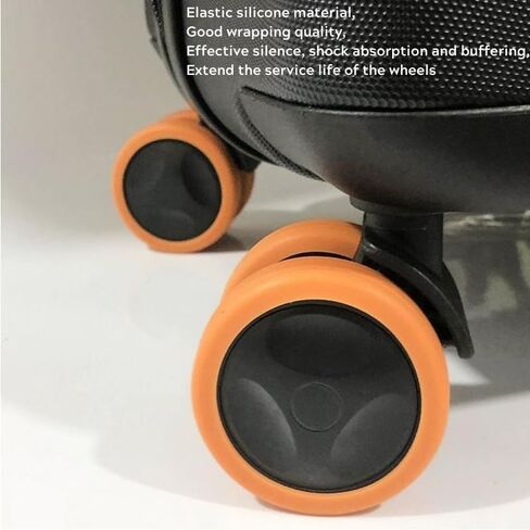 واقيات عجلات حقيبة السفر من السيليكون، أغطية عجلات دوارة للأمتعة مكونة من 4 قطع صامتة لتقليل الضوضاء، غطاء متين لحقيبة السفر من أجل دوران سلس وهادئ (برتقالي) in Kuwait
