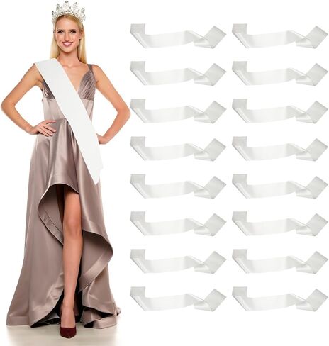 Satin Sash, Blank Sash, Pageant Ribbon - Fitting for (Beauty Pageant - Party - Wedding - Birthday - DIY Decorations) 16 Pack & Gold in Saudi Arabia