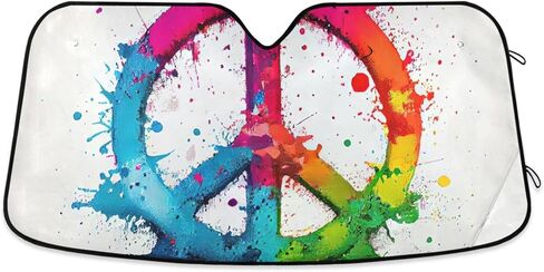 Car Windshield Sun Shade Aluminum foil Layer Reflective Sun Visor for SUV Sedan-Vivid Peace Sign Print Medium Size in Saudi Arabia