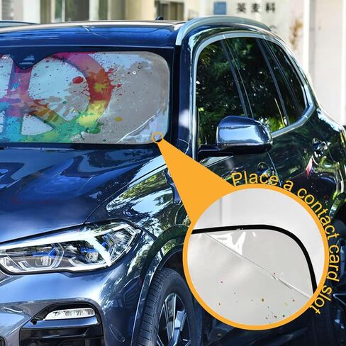 Car Windshield Sun Shade Aluminum foil Layer Reflective Sun Visor for SUV Sedan-Vivid Peace Sign Print Medium Size in Saudi Arabia