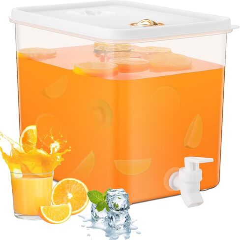 Domensi 2 Pack 2.5 Gallon Drink Dispenser for Fridge with Spigot Water Dispenser Leak Proof Lids Filter Screen Beverage Juice Container Sealed Plastic Lemonade Milk Cold Hot Drink Tea Jug for Party in Kuwait