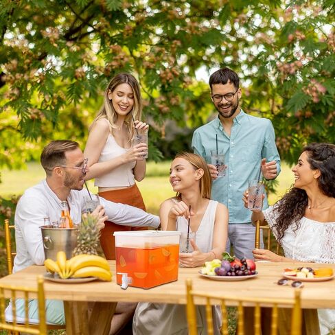 Domensi 2 Pack 2.5 Gallon Drink Dispenser for Fridge with Spigot Water Dispenser Leak Proof Lids Filter Screen Beverage Juice Container Sealed Plastic Lemonade Milk Cold Hot Drink Tea Jug for Party in Kuwait