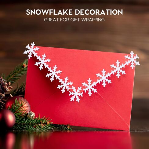 Operitacx Snowflake Ribbon, 16FT Christmas Ribbon Thin for Crafts, Narrow Winter Ribbon for Christmas Decorative in Kuwait