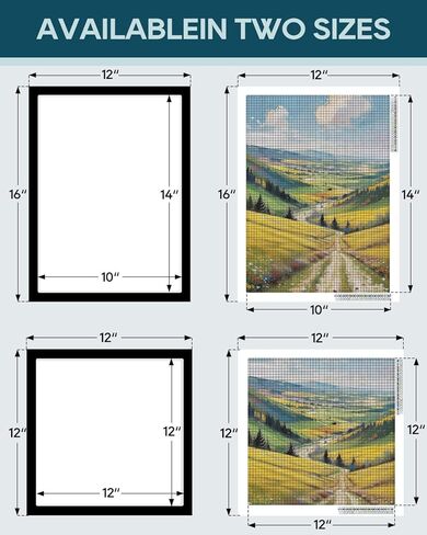8 قطع إطارات فنية ماسية وإطارات رسم ماسية متنوعة - تتضمن 4 مقاس 12 × 16 بوصة و4 إطارات مغناطيسية ذاتية اللصق مقاس 12 × 12 بوصة لفن القماش، لا حاجة لأي أدوات لديكور باب الحائط المنزلي in Kuwait