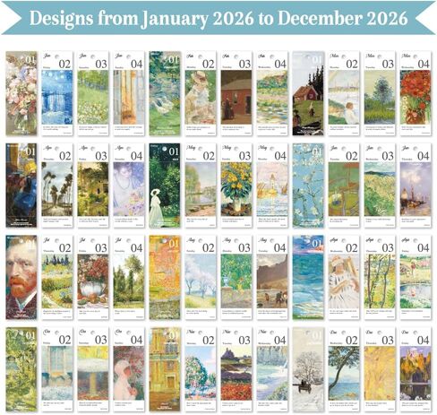 2026 calendar desk calendar 2026 January-December Calendar - Oil Painting Themes with Inspiring Quotes for Each Page, 8.7" x 4" Desk Planner for Office Home Planning & Organizing in Saudi Arabia