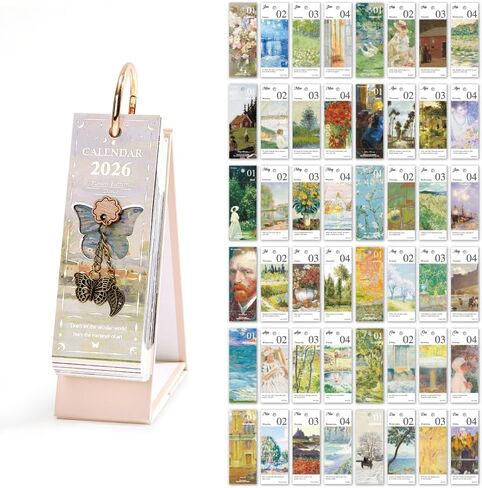 2026 calendar desk calendar 2026 January-December Calendar - Oil Painting Themes with Inspiring Quotes for Each Page, 8.7" x 4" Desk Planner for Office Home Planning & Organizing in Saudi Arabia