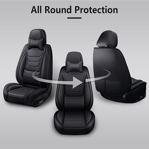 أغطية مقاعد جلد نابا مجموعة كاملة لسيارة Toyota Gr86 2022-2025، غطاء مقعد سيارة مقاوم للماء ومقاوم للتمزق داخل تصميم سحاب وفتحات فتح محفوظة (صف أمامي فاخر/أسود) in Kuwait