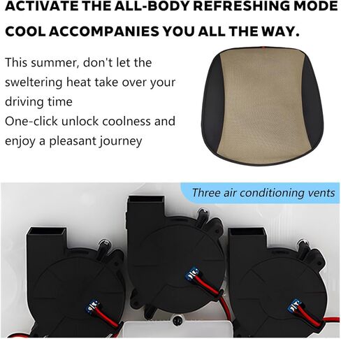 Cooling Car Front Seat Cover, 5V Leather Ventilated Cooled Summer Vehicle Seat Cushion with 3 Temp Modes, Breathable Auto Interior Seating Protector, Universal for SUV Sedan Truck (Beige) in Kuwait