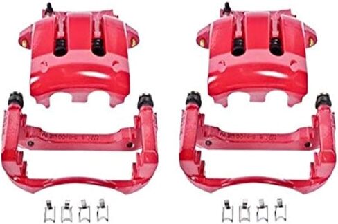Rear Pair of High-Temp Red Powder Coated Calipers Disc Brake Caliper Assembly with Bracket For 2007-2009 Chrysler Aspen For 2002-2010 Dodge Ram 1500 For 2011-2018 Ram 1500 S4836 in Saudi Arabia