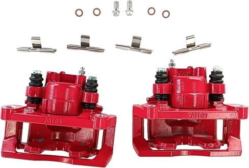Rear Pair of High-Temp Red Powder Coated Calipers Disc Brake Caliper Assembly with Bracket For 2007-2009 Chrysler Aspen For 2002-2010 Dodge Ram 1500 For 2011-2018 Ram 1500 S4836 in Saudi Arabia