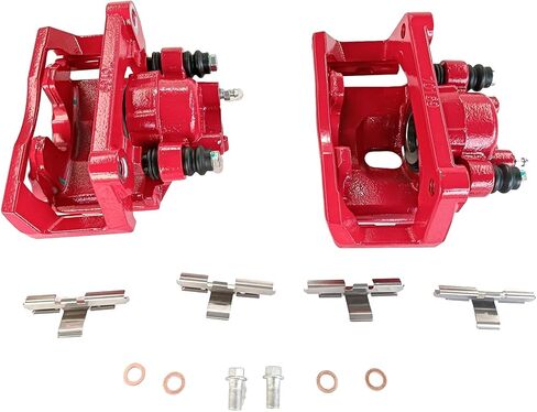 Rear Pair of High-Temp Red Powder Coated Calipers Disc Brake Caliper Assembly with Bracket For 2007-2009 Chrysler Aspen For 2002-2010 Dodge Ram 1500 For 2011-2018 Ram 1500 S4836 in Saudi Arabia
