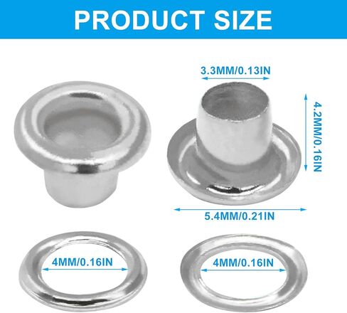 ISDVBUY 100 Sets Heavy Duty Grommet Sets,Silver Metal Eyelet Fasteners with Washers, Rust-Resistant for Craft Projects (Fabric, Tarps, Shoes, Hats, Tents) in Saudi Arabia