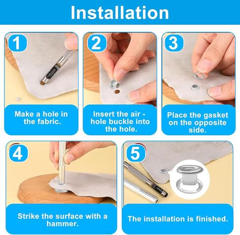 ISDVBUY 100 Sets Heavy Duty Grommet Sets,Silver Metal Eyelet Fasteners with Washers, Rust-Resistant for Craft Projects (Fabric, Tarps, Shoes, Hats, Tents) in Saudi Arabia