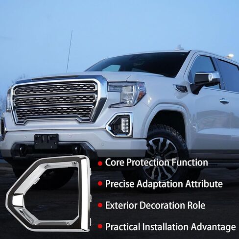 إطار ضوء الضباب iKer متوافق مع GMC Sierra 1500 2019-2022 Denali غطاء مصباح الضباب الأمامي استبدال الإطار: 84528059 84528058 (أسود) in Kuwait