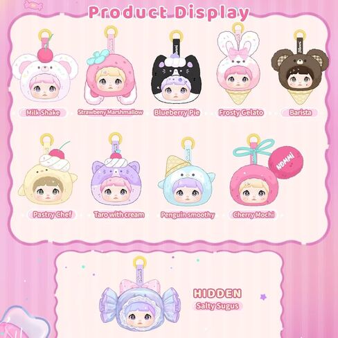 Mini Nommi Plush Mystery Box, Kawaii Nommi Sweetness 100 Series Blind Box 1PC(1 of 10 Possible Styles) Cute Figures Collectible Toys Birthday Gifts (1PC BlindBox) in Saudi Arabia