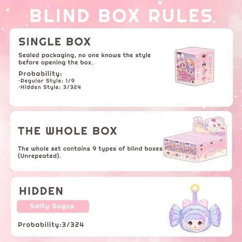Mini Nommi Plush Mystery Box, Kawaii Nommi Sweetness 100 Series Blind Box 1PC(1 of 10 Possible Styles) Cute Figures Collectible Toys Birthday Gifts (1PC BlindBox) in Saudi Arabia