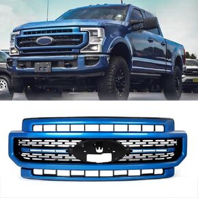 شبكة أمامية سوداء لامعة متوافقة مع 2020-2022 Ford F250 F350 Super Duty Lariat Style Truck الجزء العلوي من مجموعة شواء المصد العلوي لاستبدال LC3Z8200CA، LC3Z8200HA in Kuwait