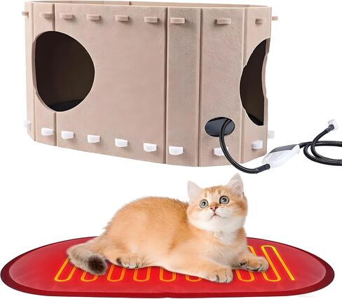 Heated Cat House for Indoor, Heated Cat Shelter Kitty Bed with Adjustable Temperature Heating pad,Heated pet House Scratch Resistant Caves in Saudi Arabia