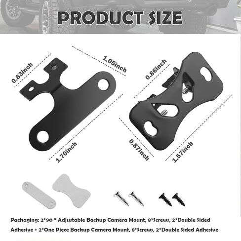 4 Sets Car Backup Camera Mount Kit with Screws,90° Adjustable Rear Camera Mount for 13mm Screw Mounting Holes,2 Types Rear Dash Cam Mounts Fit for Reverse Cameras/Rearview Cameras in Kuwait