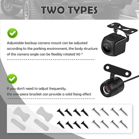 4 Sets Car Backup Camera Mount Kit with Screws,90° Adjustable Rear Camera Mount for 13mm Screw Mounting Holes,2 Types Rear Dash Cam Mounts Fit for Reverse Cameras/Rearview Cameras in Kuwait