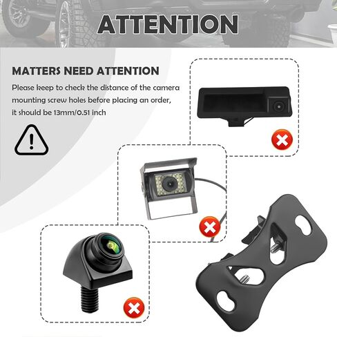 4 Sets Car Backup Camera Mount Kit with Screws,90° Adjustable Rear Camera Mount for 13mm Screw Mounting Holes,2 Types Rear Dash Cam Mounts Fit for Reverse Cameras/Rearview Cameras in Kuwait