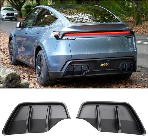 ناشر المصد الخلفي متوافق مع موديل 2025-2026 Tesla Model Y Juniper، طقم ناشر خلفي للشفاه بتصميم أداء زعانف القرش باللون الأسود غير اللامع in Kuwait