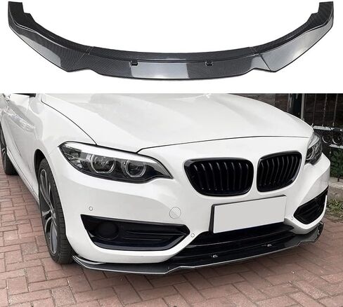 الشفة الأمامية الممتصة للصدمات متوافقة مع 2014-2019 BMW 2-Series F22 220i 225i 228i Body Kit Spoiler Bumper Canard Lip Splitter أسود لامع/مظهر من ألياف الكربون (مظهر ألياف الكربون) in Saudi Arabia
