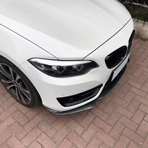 الشفة الأمامية الممتصة للصدمات متوافقة مع 2014-2019 BMW 2-Series F22 220i 225i 228i Body Kit Spoiler Bumper Canard Lip Splitter أسود لامع/مظهر من ألياف الكربون (مظهر ألياف الكربون) in Saudi Arabia