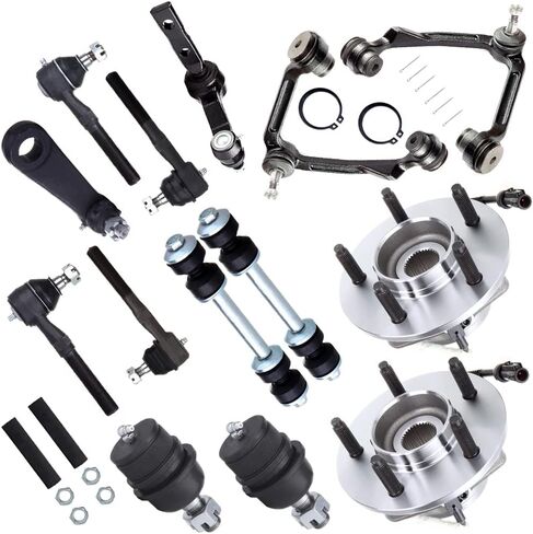 16pc Set Front Suspension Kit Upper Control Arm Wheel Hub Bearing Pitman Arm Idler Arm Tie Rod End Adjusting Sleeve Sway Bar Link Lower Ball Joint Replacement For Ford For F-150 in Saudi Arabia