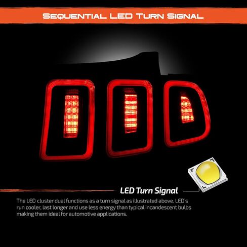 AKKON - Fit 2010 2011 2012 2013 2014 Ford Mustang [Full LED] Sequential Signal Rear Tail Light Red Lens OE Passenger Right Side in Saudi Arabia