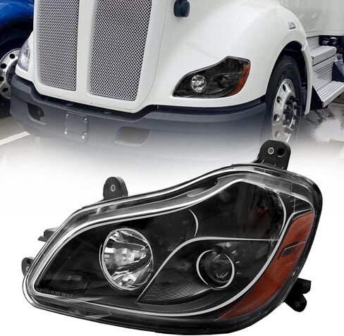 Headlight Fit for Kenworth T680 2013-2021, Pair Headlamp Headlights Black House Left Driver & Right Passenger Side (Left & Right Headlight) in Kuwait