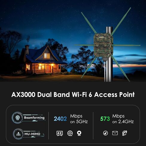 موجه WAVLINK خارجي AX1800 WiFi 6 شبكي، نطاق مزدوج 2.4G+5G موسع واي فاي طويل المدى مع PoE، IP67 مقاوم للماء، هوائيات عالية الكسب 4x8dBi معزز إشارة WiFi، سعة 256 جهازًا in Saudi Arabia