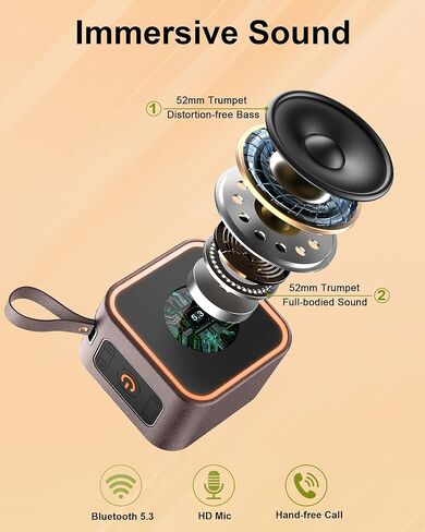 مكبر صوت بلوتوث، مكبر صوت محمول جلدي بلوتوث 5.3 مع صوت واضح للغاية in Kuwait